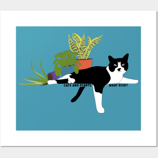 Cats and Plants what else tuxedo cat Posters and Art